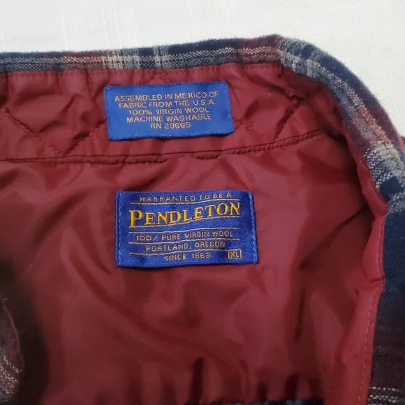 PENDLETON Mens Sz XL Plaid Wool Long Sleeve Button Down Shirt Blue Red Washable - Picture 4 of 9